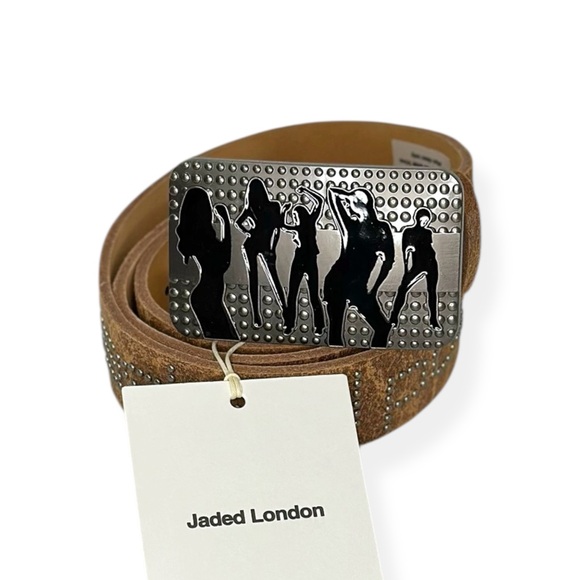 JADED LONDON Wasted Potential Club Leather Belt, Brown, OS main image 8